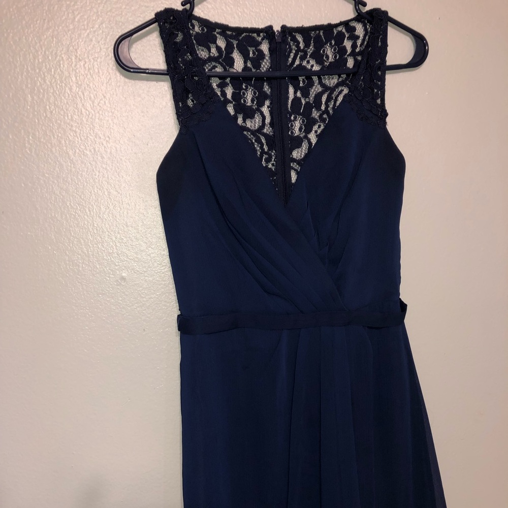 David’s bridal navy brides maid dress